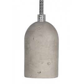 Suspension douille en béton - E27 - 60W - Câble textile bicolore - Sans ampoule