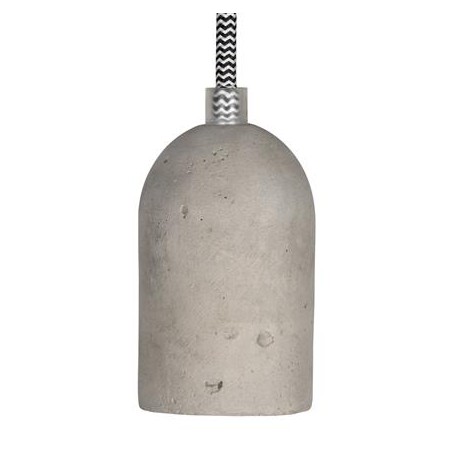 Suspension douille en béton - E27 - 60W - Câble textile bicolore - Sans ampoule
