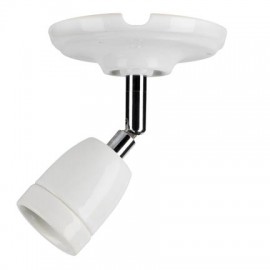 Plafonnier ou applique murale - E27 - 60W - Douille en porcelaine - Sans ampoule - Blanc
