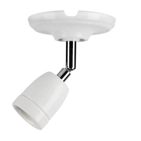 Plafonnier ou applique murale - E27 - 60W - Douille en porcelaine - Sans ampoule - Blanc