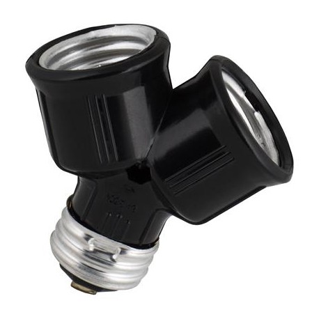 Douille /Adaptateur - E27 - Pour 2xE27 - 60W - Noir