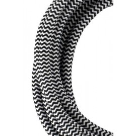 Rouleau de cordon textile bicolore - 2 conducteurs - 50m - Noir et blanc