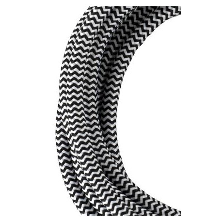 Rouleau de cordon textile bicolore - 2 conducteurs - 50m - Noir et blanc