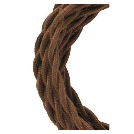 Cordon textile torsadé - 2 conducteurs - 3m - Marron