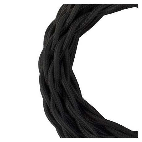 Cordon textile torsadé - 2 conducteurs - 3m - Noir