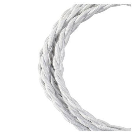 Cordon textile torsadé - 2 conducteurs - 3m - Blanc