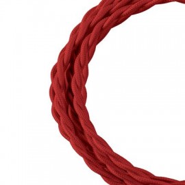 Cordon textile torsadé - 2 conducteurs - 3m - Rouge
