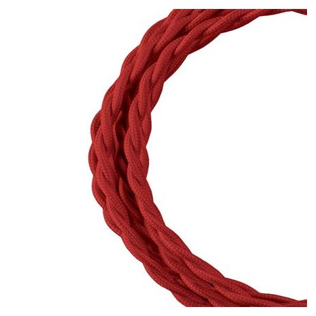 Cordon textile torsadé - 2 conducteurs - 3m - Rouge