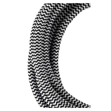Cordon textile - 3 conducteurs - 3m - Noir et blanc
