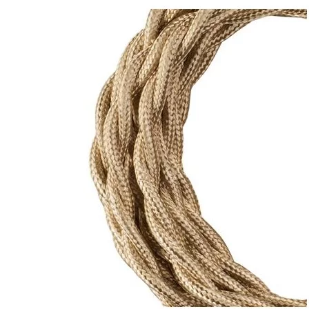 Cordon textile métallique torsadé - 2 conducteurs - 3m - Champagne