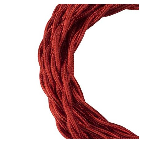 Cordon textile métallique torsadé - 2 conducteurs - 3m - Rouge