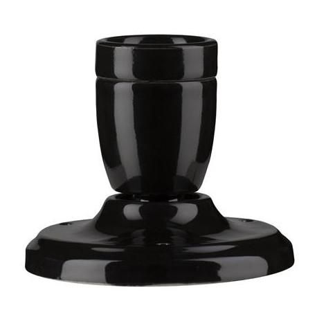 Rosace en porcelaine avec douille E27 - Noire