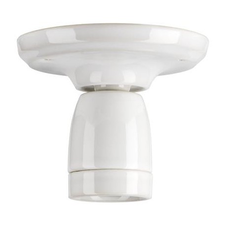 Rosace en porcelaine avec douille E27 - Blanche