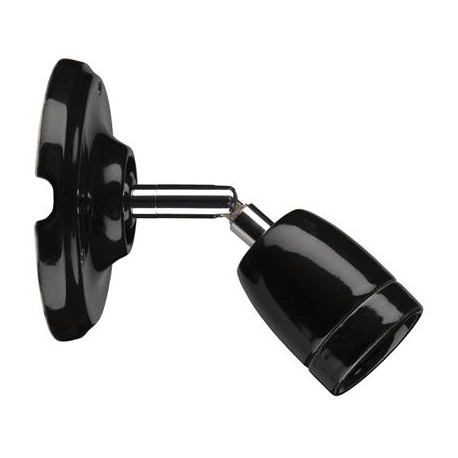 Plafonnier ou applique murale - E27 - 60W - Douille en porcelaine - Sans ampoule - Noire
