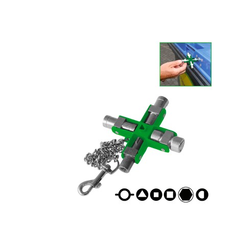 Clé universelle pour armoire électrique - 9 embouts
