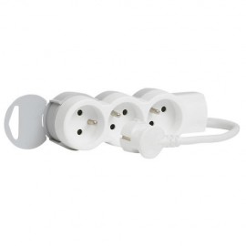 Rallonge multiprises - 3 prises - Câble 1,5m - Blanc/Gris