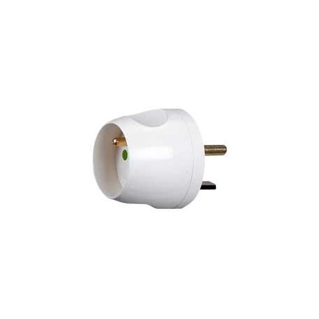 Adaptateur broche - 1 fiche - 2P+T - 16A sur 20A - Blanc - En blister