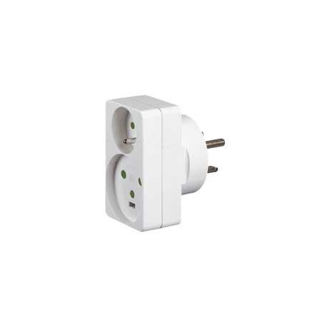 Adaptateur - 2 prises - 2P+T - Fiches 16A et 20A sur 32A - Blanc