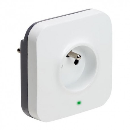 Prise protégée - 2P+T - 2xRJ45 - Parafoudre - Blanc/Gris