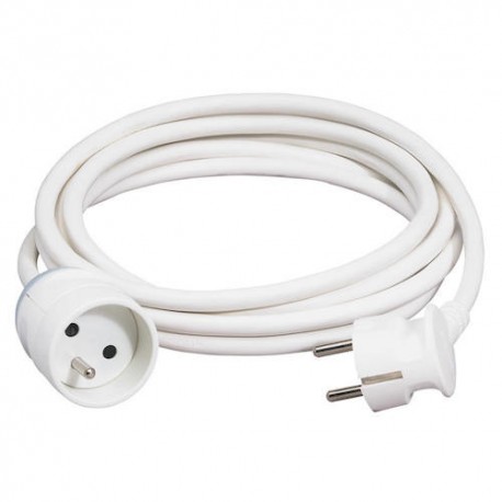 Rallonge domestique - Prise 2P+T- 16A - Câble 10m - Blanc