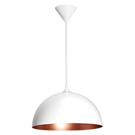 KDO Suspension Como - 60W - E27 - Sans ampoule - Blanc / Cuivré
