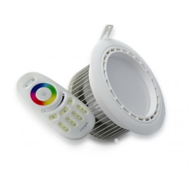 Spot LED fixe 4 zones et télécommande - 13W - RGB+3000K - 1250Lm - Avec ampoule - Blanc