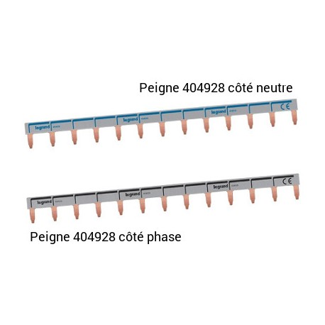 Peigne électrique 12 Modules 63A - Barre Omnibus Horizontale Cuivre - Pour Tableau électrique - Blanc