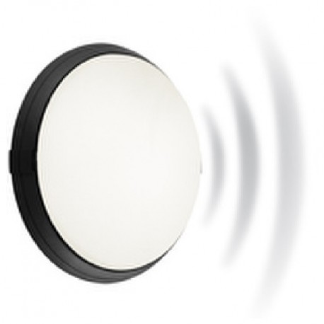 Hublot fonctionnel Super 400 en verre trempé avec détecteur HF - E27 - 53W - Rond - Noir - Non dimmable