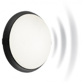 Hublot fonctionnel Super 400 antivandale avec détecteur HF en polycarbonate - E27 - 53W - Rond - Noir - Non dimmable