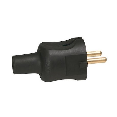 Fiche caoutchouc - 2P - 16A - Noir