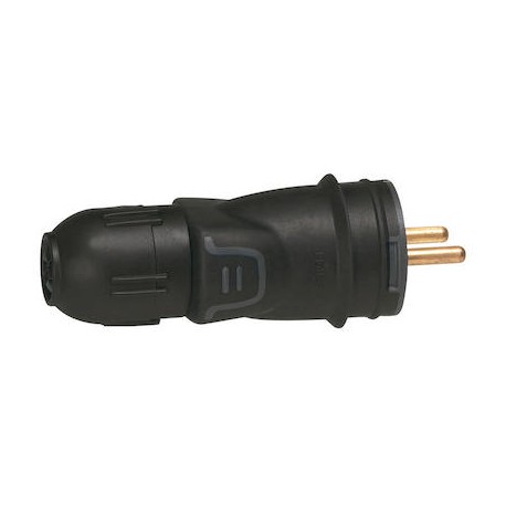 Fiche à connexion automatique - 2P+T - 16A - Noir