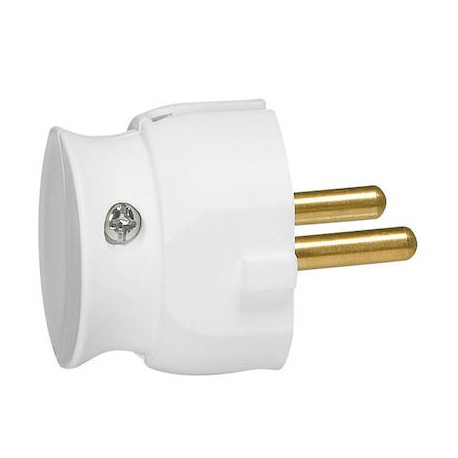 Fiche plastique extra-plate à sortie latérale - 2P - 16A - Blanc