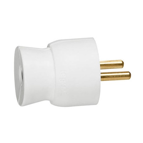 Fiche plastique à sortie droite - 2P+T - 16A - Blanc