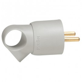 Fiche plastique avec anneau - 2P+T - 16A - Gris