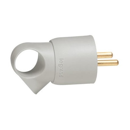 Fiche plastique avec anneau - 2P+T - 16A - Gris