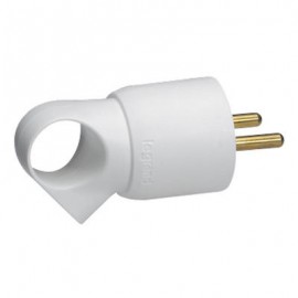 Fiche plastique avec anneau - 2P+T - 16A - Blanc
