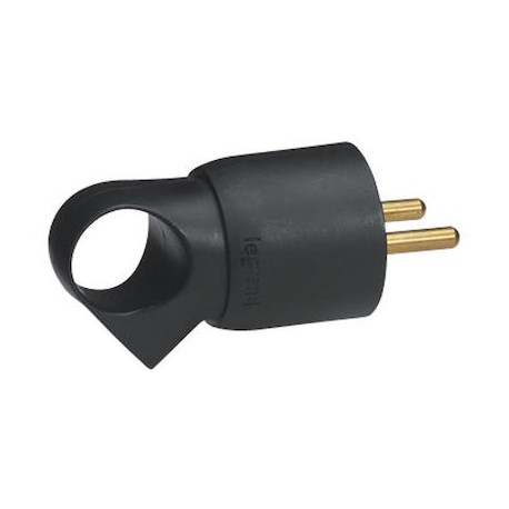 Fiche plastique avec anneau - 2P+T - 16A - Noir