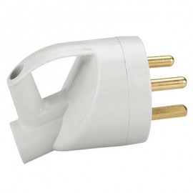 Fiche plastique avec anneau à sortie latérale - 2P+T - 20A - Blanc