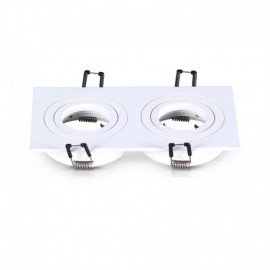 Support encastrable double pour spot orientable - rectangulaire - GU10 - IP20 - Blanc
