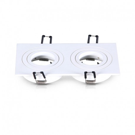Support encastrable double pour spot orientable - rectangulaire - GU10 - IP20 - Blanc
