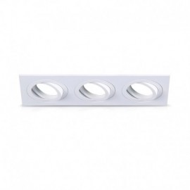 Support encastrable triple pour spot orientable - rectangulaire - GU10 - IP20 - Blanc