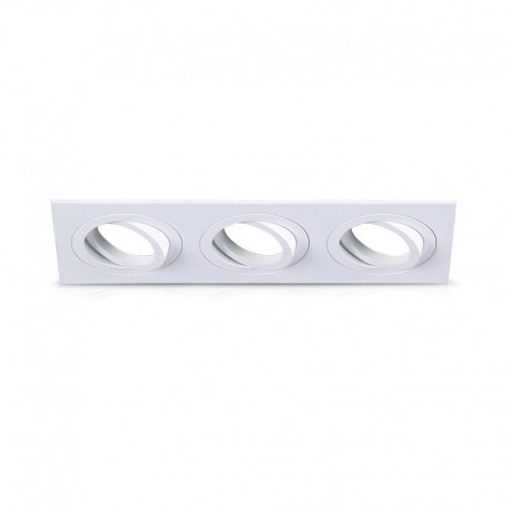 Support encastrable triple pour spot orientable - rectangulaire - GU10 - IP20 - Blanc