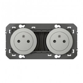 Double prise de courant Dooxie - 2P+T Surface - 16A - Aluminium