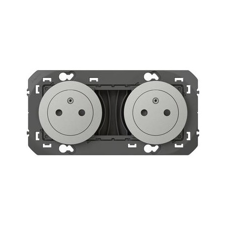 Double prise de courant Dooxie - 2P+T Surface - 16A - Aluminium