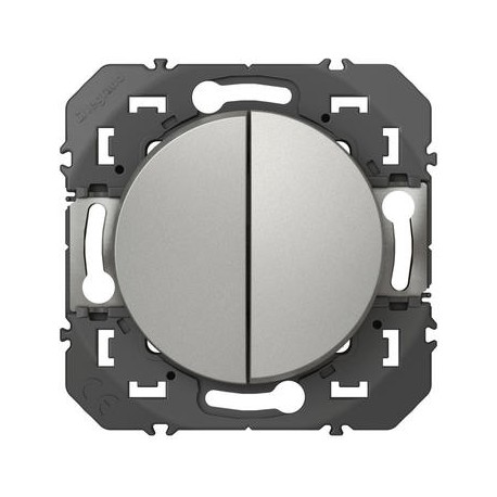 Poussoir Double Dooxie 1 poste - 6A - 250V - Alu