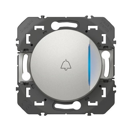 Poussoir voyant lumineux et marquage Sonnette Dooxie 1 poste - 6A - 250V - Alu