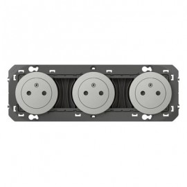 Triple prise de courant Dooxie - 2P+T Surface - 16A - Alu