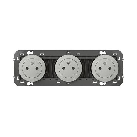 Triple prise de courant Dooxie - 2P+T Surface - 16A - Alu