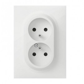 Double prise de courant compacte monobloc Dooxie - 2P+T Surface - 16A - Blanc