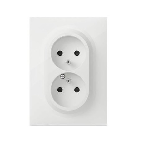Double prise de courant compacte monobloc Dooxie - 2P+T Surface - 16A - Blanc